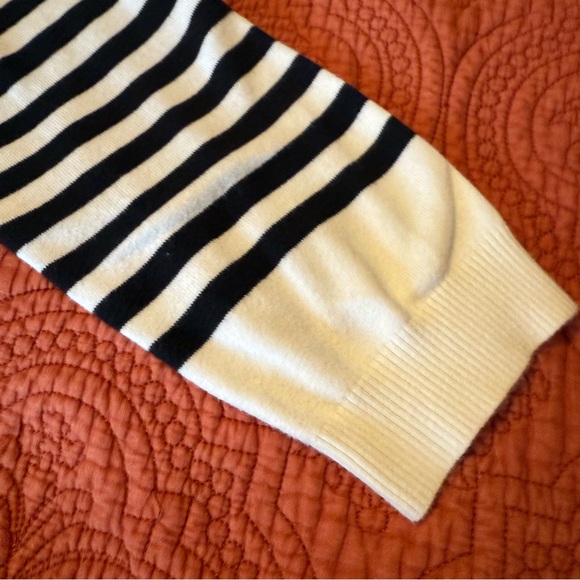 The Limited Black & Cream Striped Boatneck Sweater Size Large - Picture 3 of 8